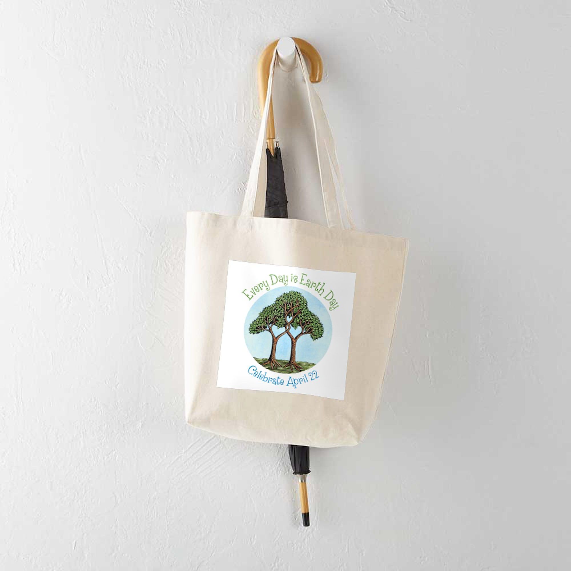 Eco-Friendly Earth Day Tree Canvas Tote Bag - Reusable Natural Shopping Bag for Groceries, Beach & Daily Use | Sustainable Cotton Carry All for Work, School & Travel