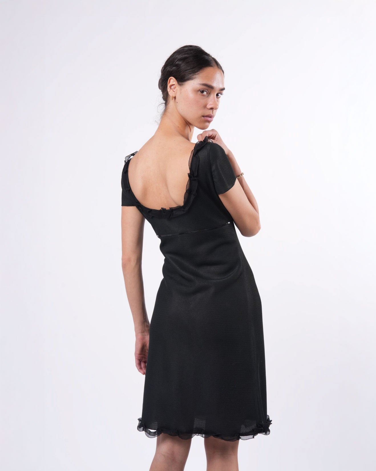 Vintage 1990s Retro Dress with Patent Leather Trim - Perfect for 90s Theme Parties, Halloween Costumes & Retro Fashion Lovers