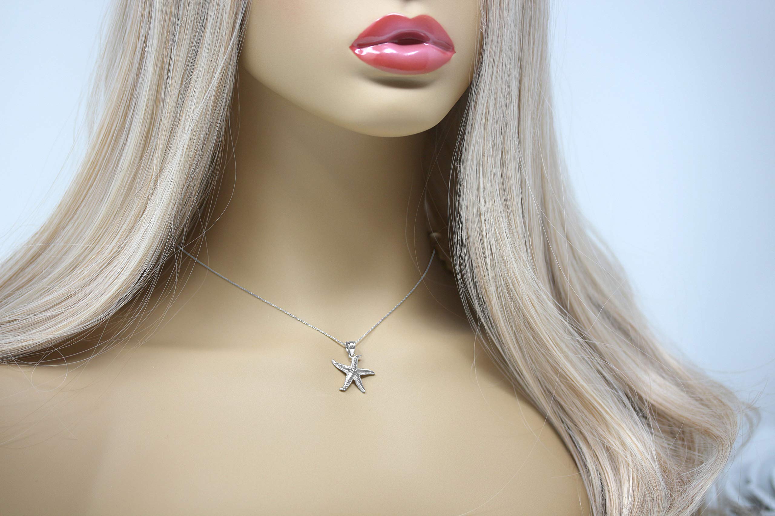 Elegant Sterling Silver Sparkling Starfish Pendant Necklace - Perfect for Beach Vacations, Summer Outfits & Gift Giving