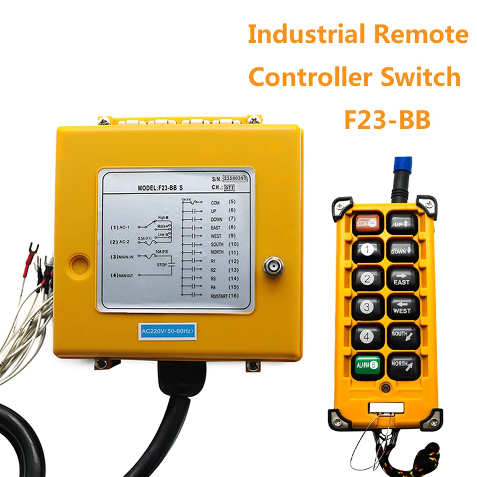 F23-BB S Industrial Wireless Remote Control Switch with Universal Receiver & Transmitter - 24V Speed Hoist & Crane Controller for Industrial Use | Perfect for Construction, Warehousing, and Heavy Equipment Operations