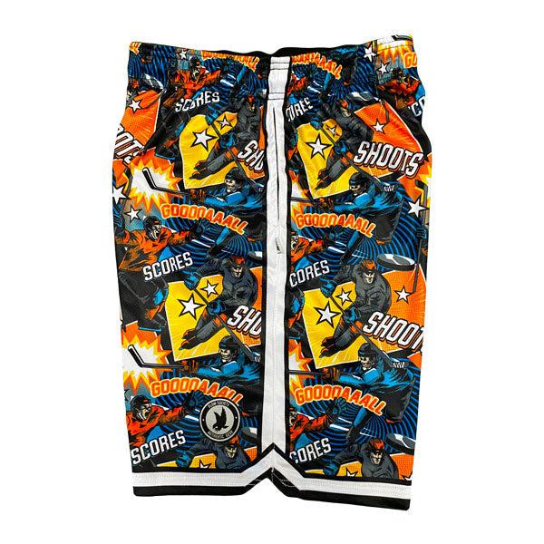 Boys Cartoon Hockey Shorts - Fun & Comfortable Sports Shorts for Kids - Perfect for Hockey Games, Playground & Casual Wear