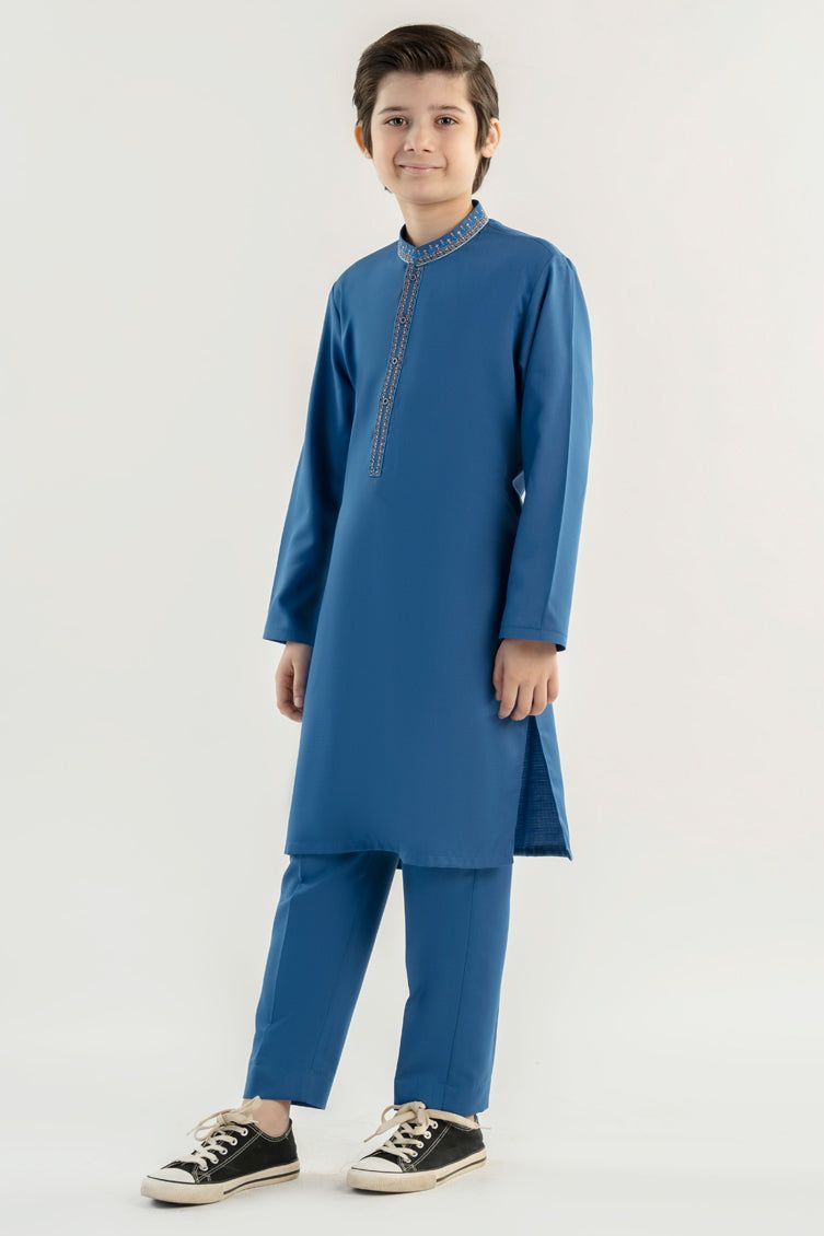 Stylish Blended Blue Kurta Trouser by J. Junaid Jamshed - Perfect for Casual Wear, Festivals & Traditional Occasions