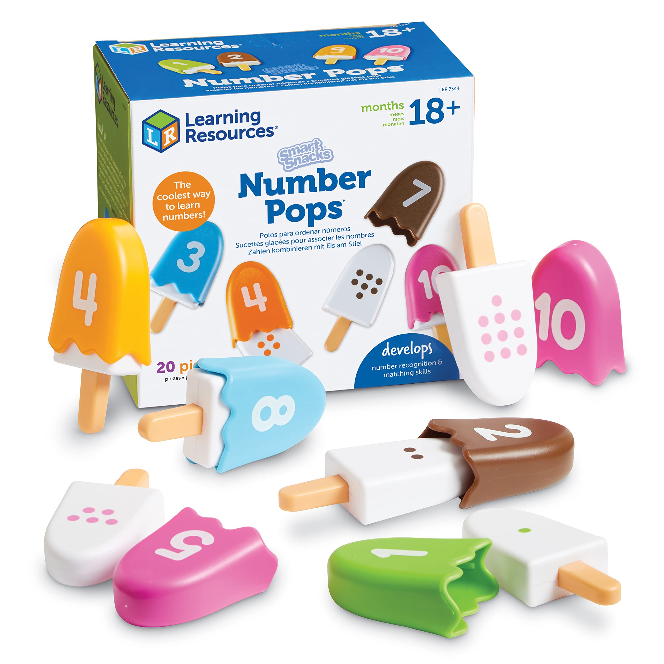 Learning Resources Smart Snacks Number Pops - 20 Piece Counting & Matching Toddler Toys for Ages 2+, Preschool Math Games, Fine Motor Skills Development, Number Recognition for Kids - Perfect for Homeschooling & Classroom Learning Activities