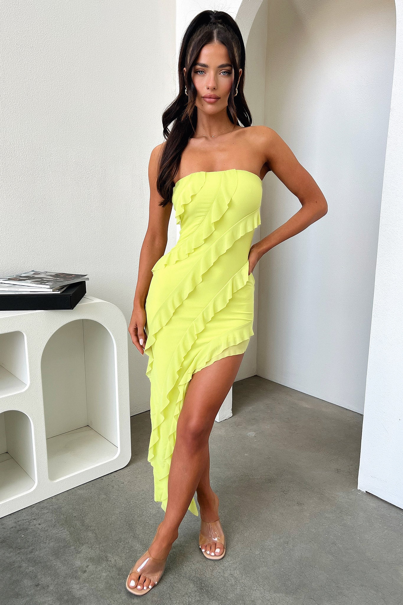 J'adore Dress in Lime Green - Elegant Women's Party Dress for Evening Events, Weddings & Special Occasions