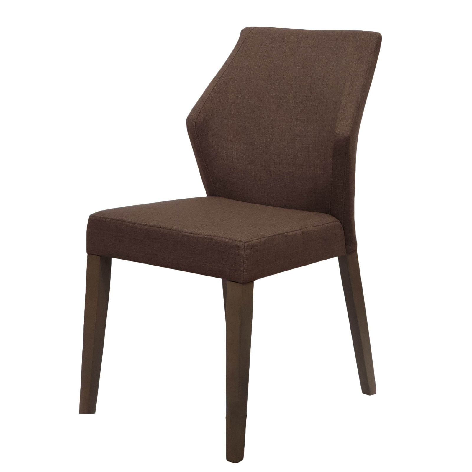 Modern Winged Back Dining Chairs Set of 2 - Brown Fabric Upholstery with Grey Oak Rubber Wood Legs - Elegant Home Dining Room Furniture for Kitchen, Breakfast Nook & Formal Entertaining