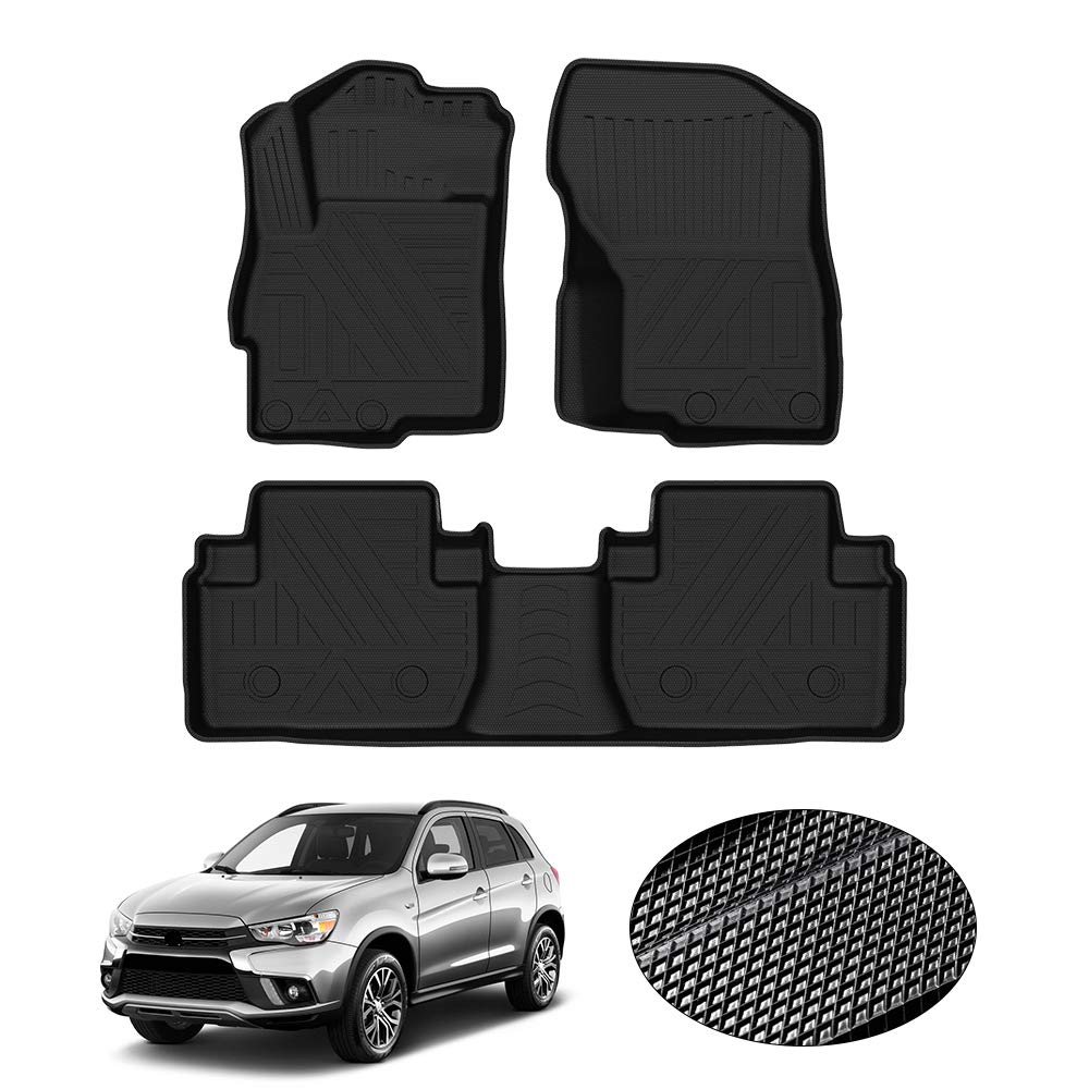 KUST All Weather Floor Mats for 2011-2021 Mitsubishi Outlander (Excluding Sport & PHEV Models) - Heavy Duty Rubber Floor Liners with High Edges for Front & Rear Rows - Perfect for Muddy Boots, Snow, and Spills Protection