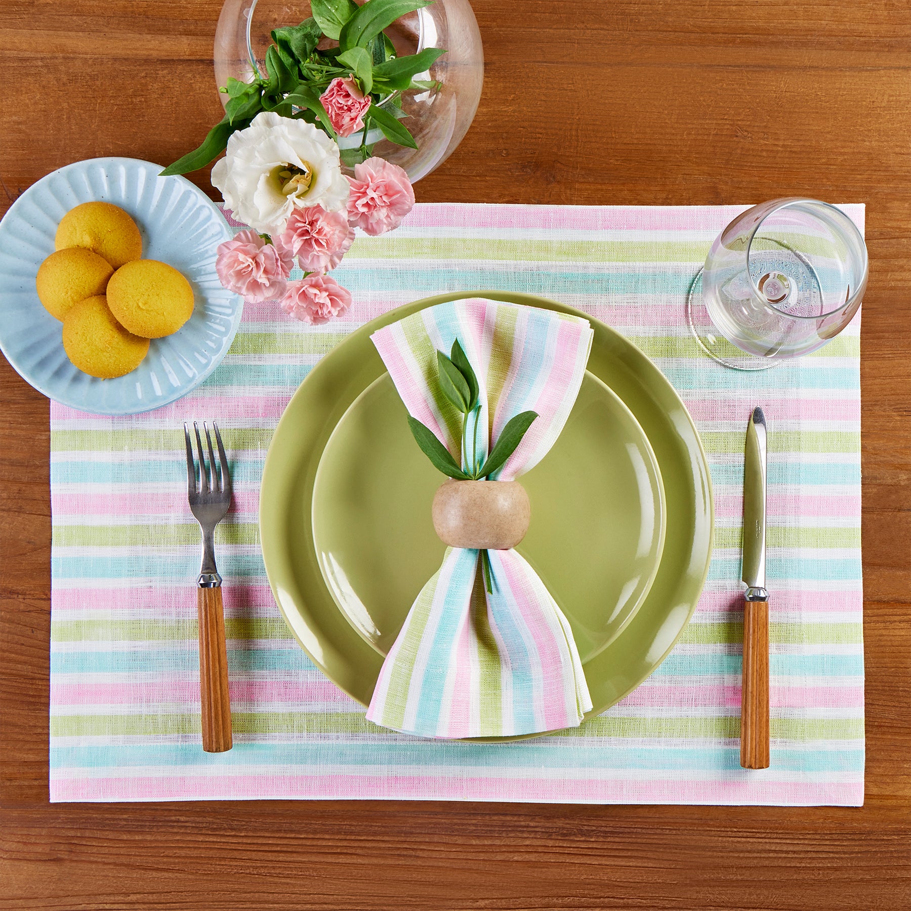 Premium Palm Beach Stripe Napkins - 100% Cotton Decorative Table Linens for Beach Weddings, Summer Parties & Coastal Dining Decor