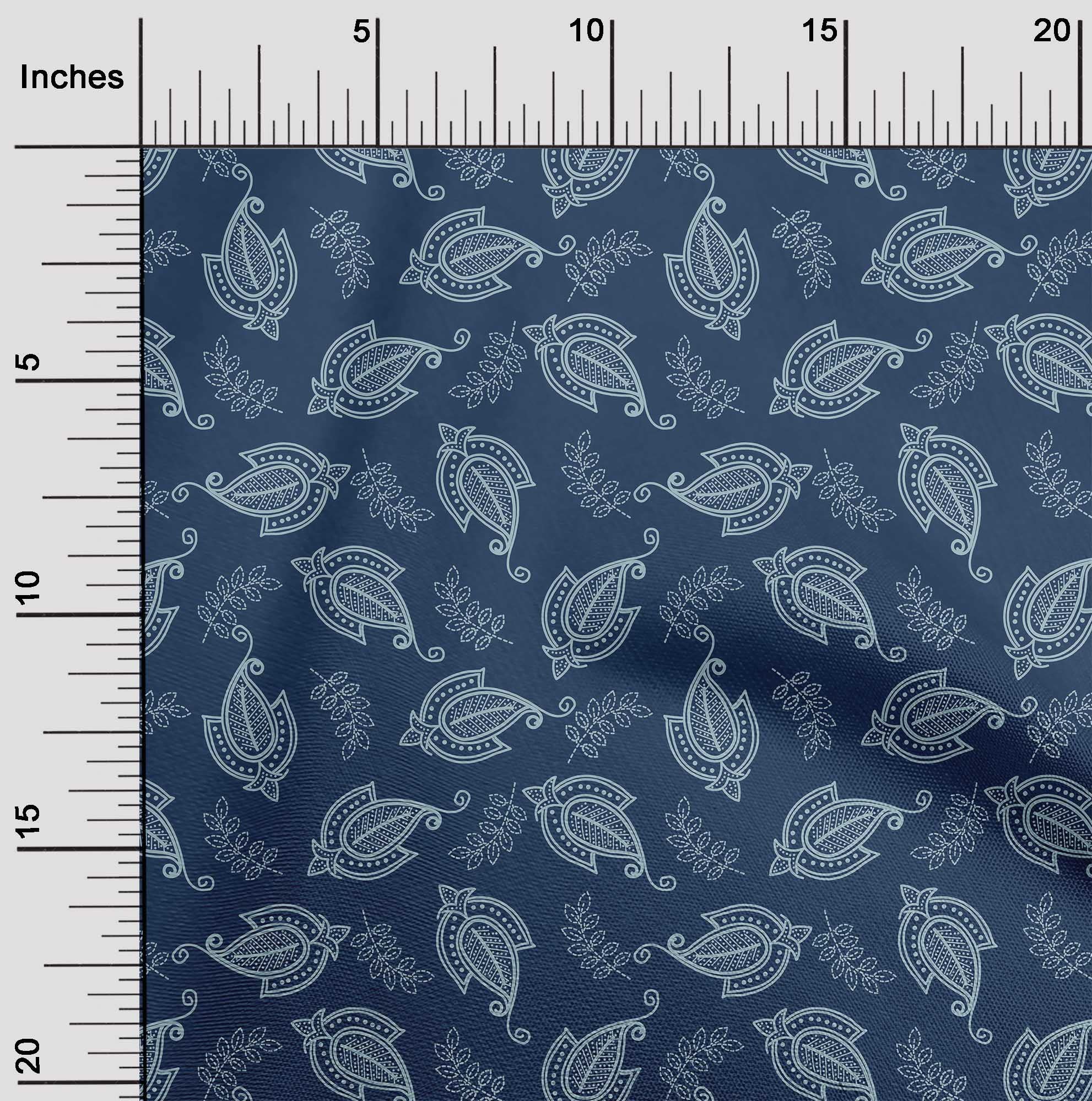 Premium Cotton Poplin Blue Paisley Fabric by The Yard - 42 Inch Wide for DIY Clothing, Quilting & Home Decor | Printed Sewing Supplies for Dresses, Curtains & Crafts