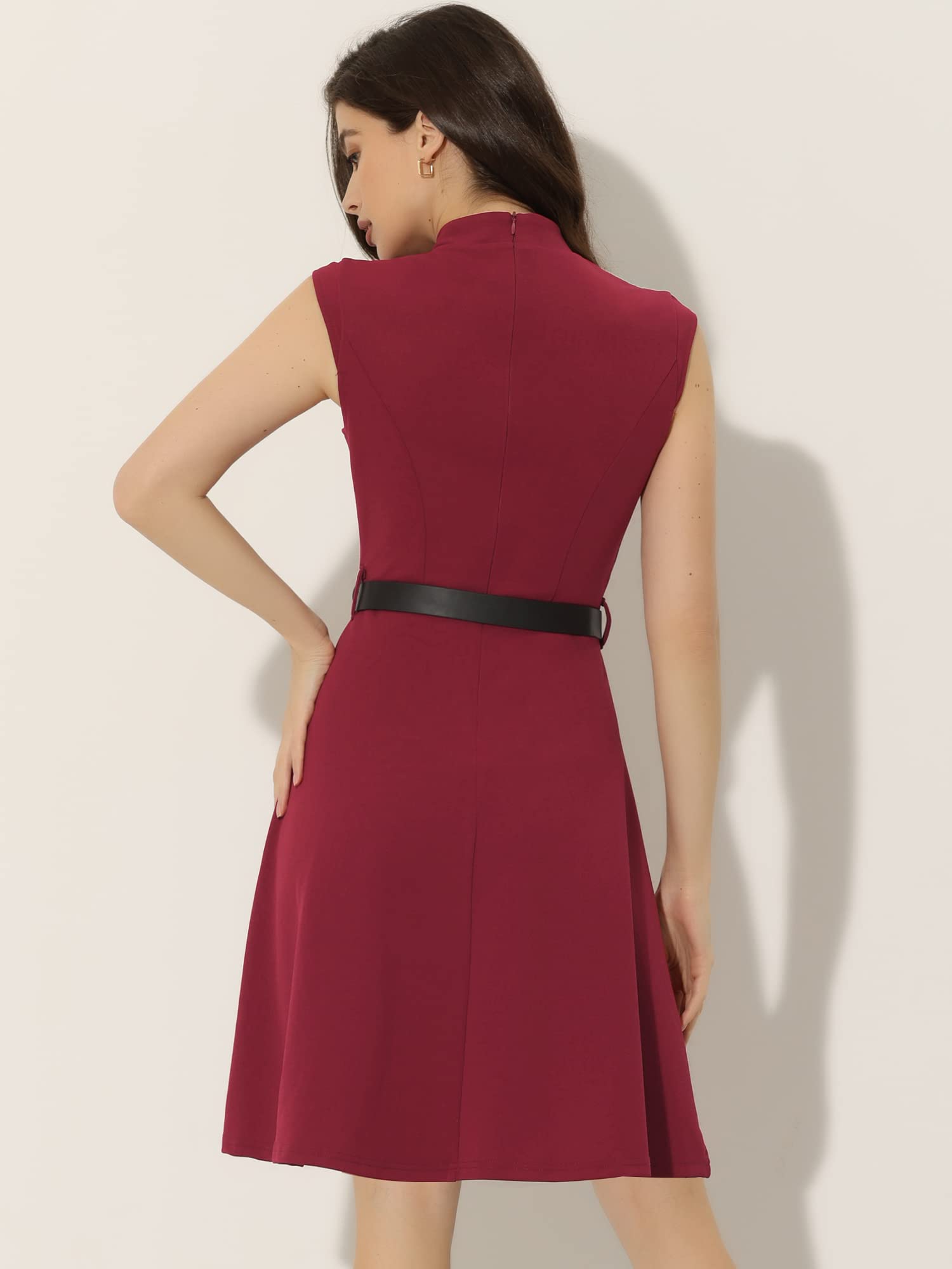 Allegra K Women's Professional Fit and Flare Work Dress - Spring 2025 Office Attire for Business Meetings & Corporate Events