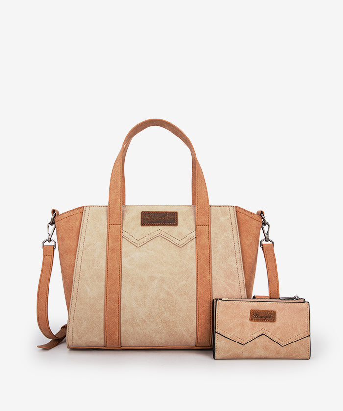 Wrangler Color Block Western Tote Carry Bag Set for Women - Stylish Cowgirl Handbag & Shoulder Bag - Perfect for Rodeo, Travel, and Everyday Use