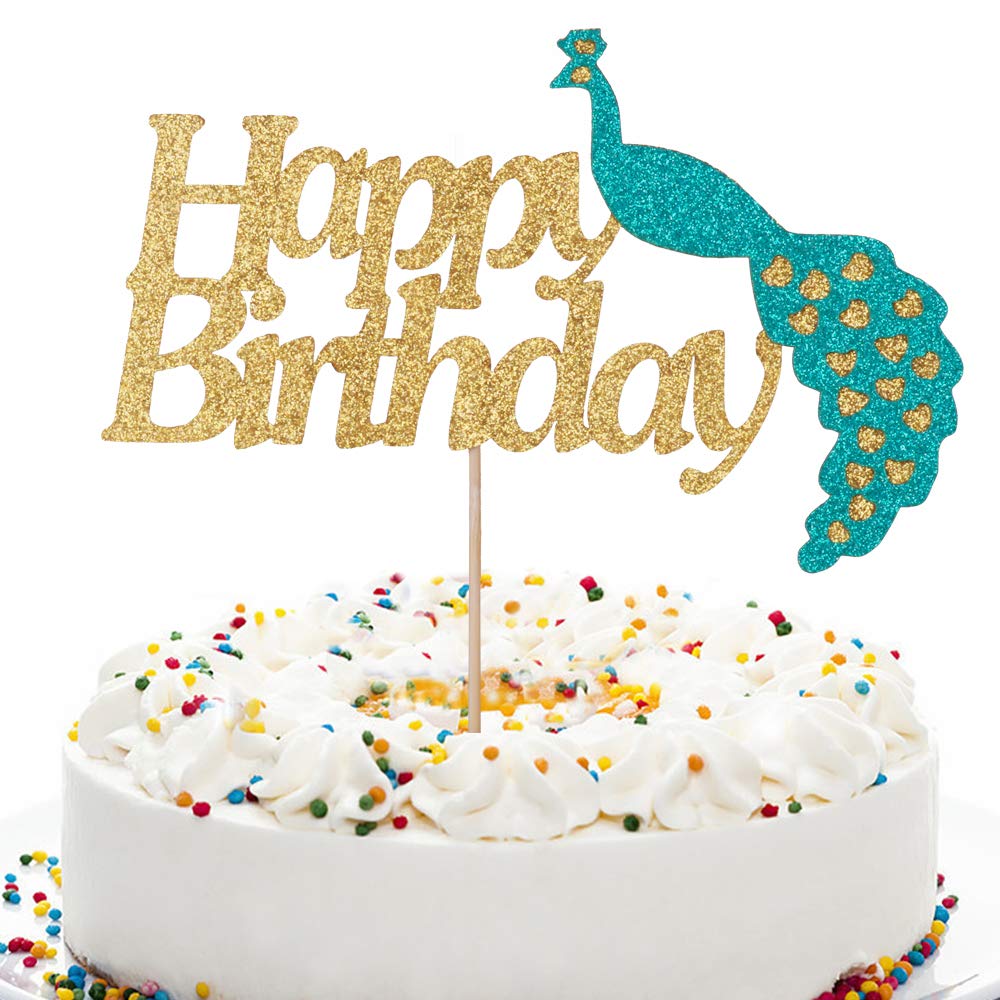 NN-BH Peacock Cake Topper - Elegant Peacock Feather Wedding Cake Decorations for Birthday, Anniversary & Bridal Shower Cakes - Perfect for Themed Parties & Special Occasions