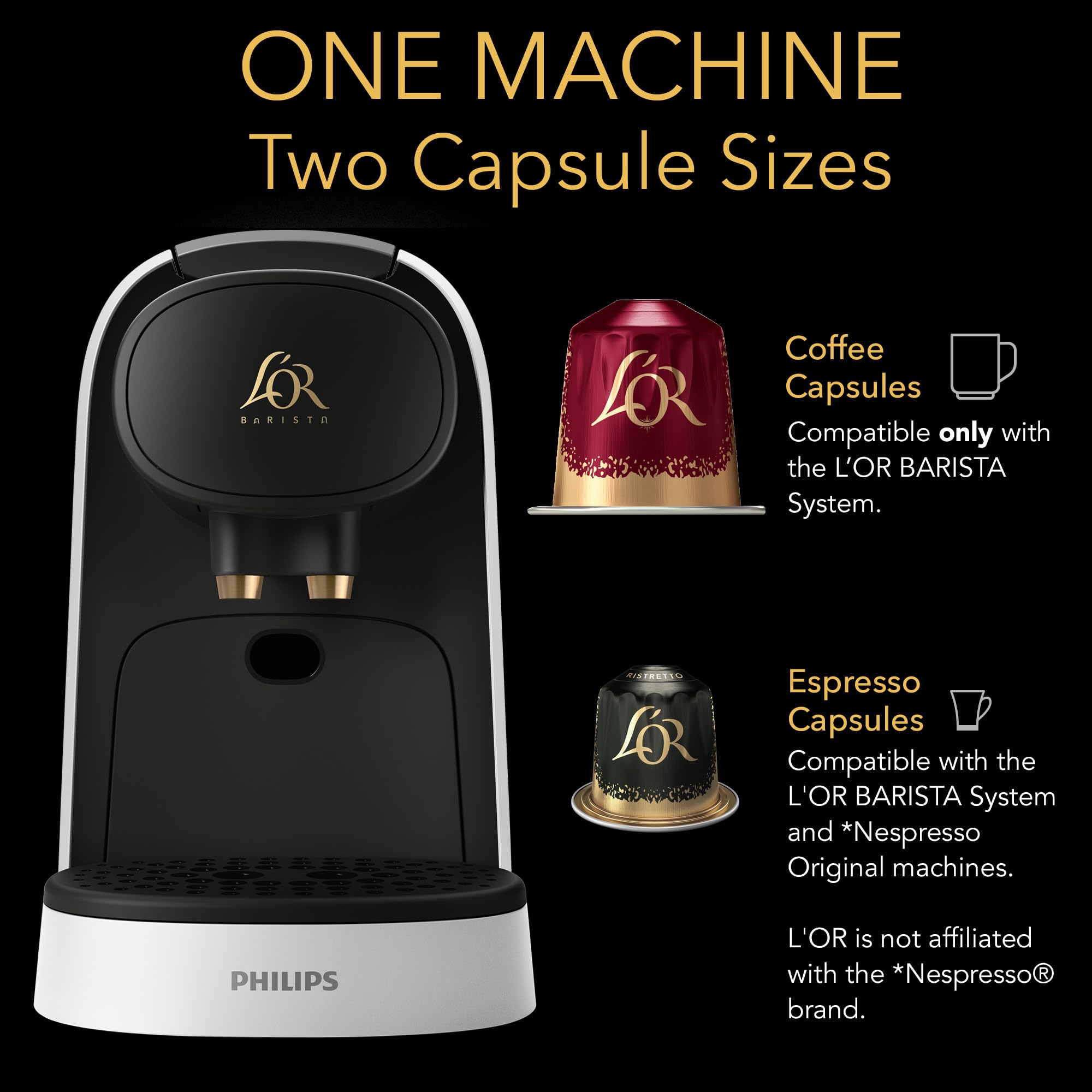 Philips L'OR Barista System Coffee and Espresso Machine Combo - Matte White | Premium Home & Office Brewing for Coffee Lovers
