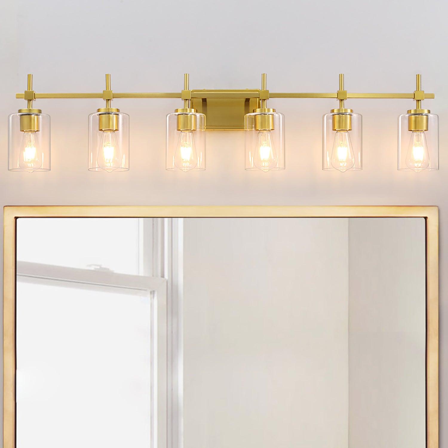 Jasper Modern Clear Glass 6-Light Bathroom Vanity Light Fixture - Elegant Lighting for Bathroom, Powder Room & Dressing Area
