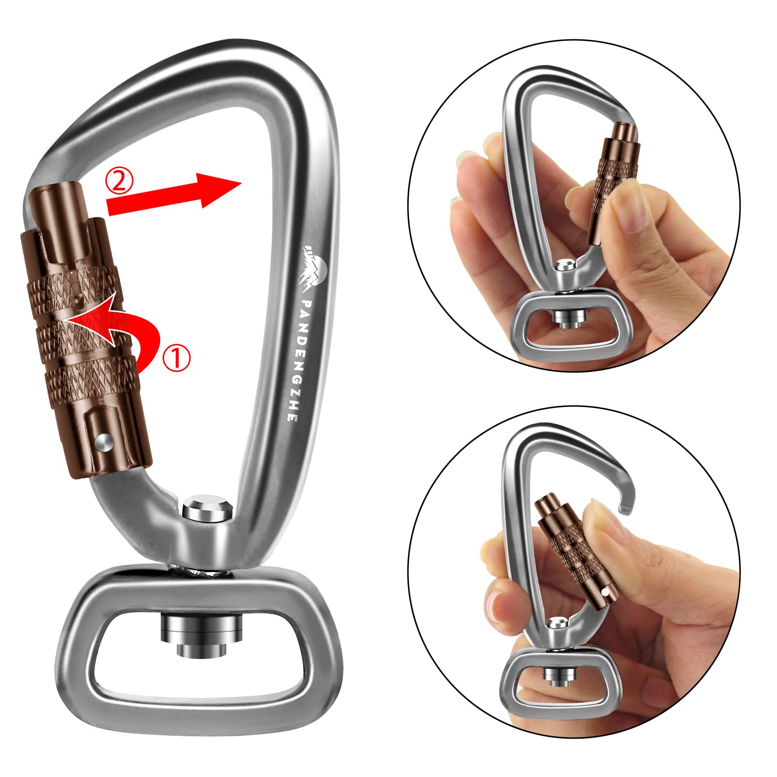Swivel Locking Carabiner Clip 2.5