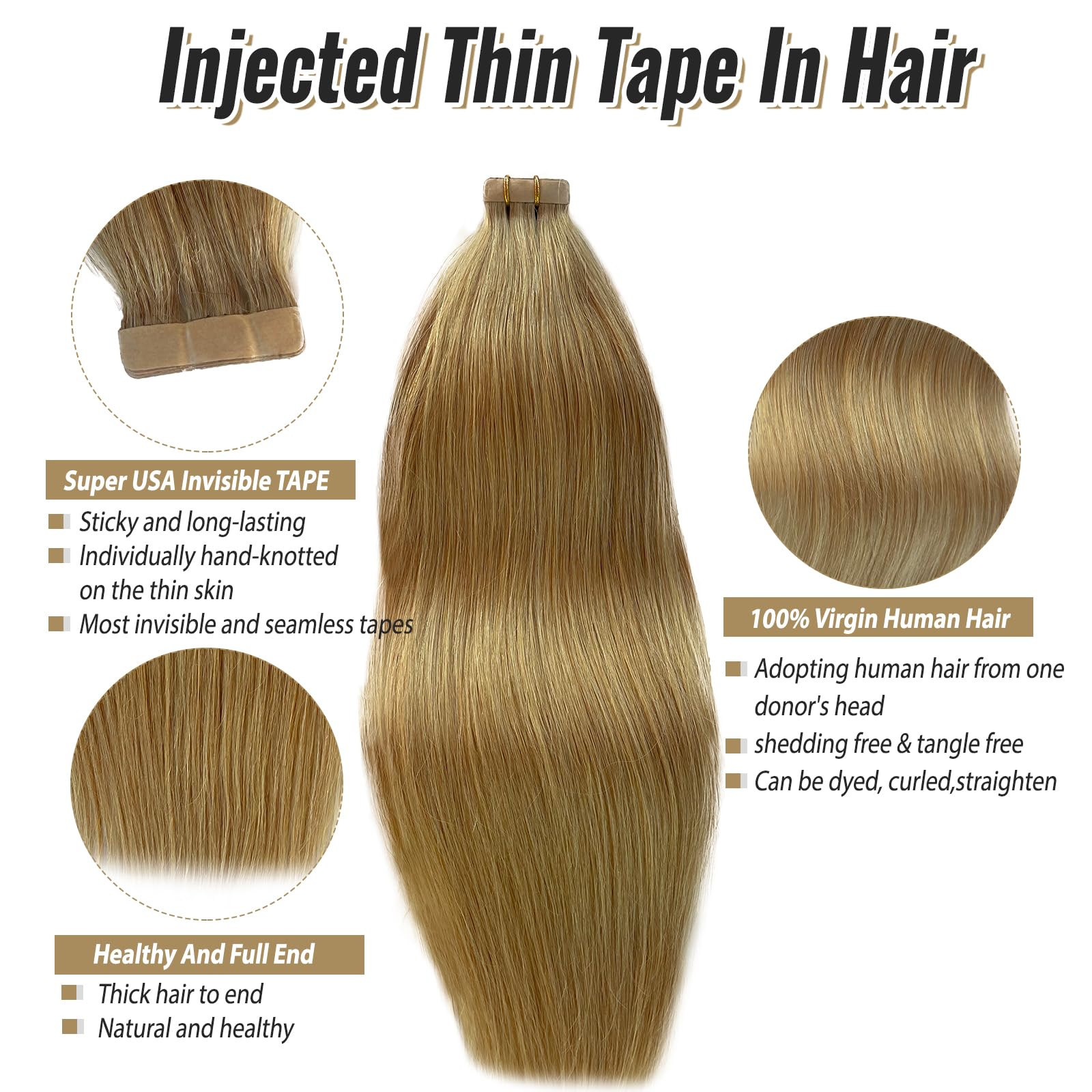 20pcs 70g Strawberry Blonde Tape-in Human Hair Extensions - 24 Inch Silky Straight Real Hair Weft for Seamless Blending & Styling | Perfect for Daily Wear, Parties & Special Occasions