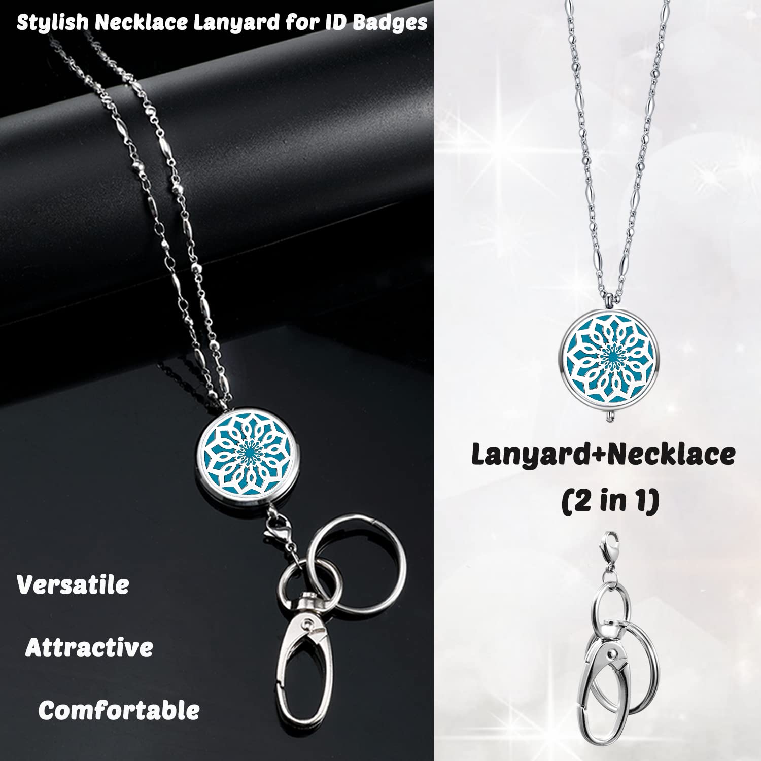 Stylish Stainless Steel Lanyard for ID Badges - Nurse, Teacher & Office Work Jewelry