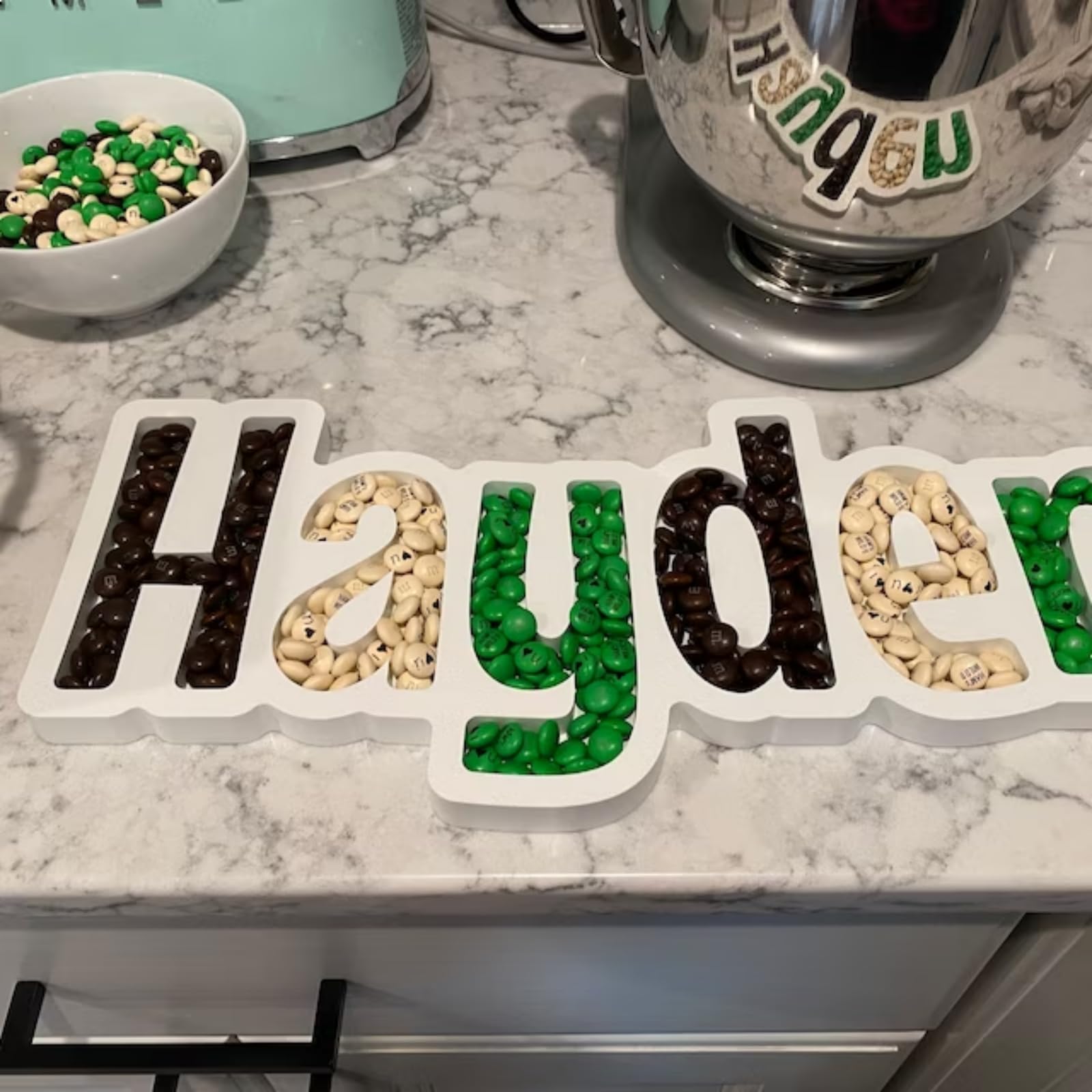 Custom Candy Tray 8.5 Inch - Personalized Fillable Letter Candy Dish for Party Decor, Wedding Dessert Table, Baby Shower & Holiday Celebrations