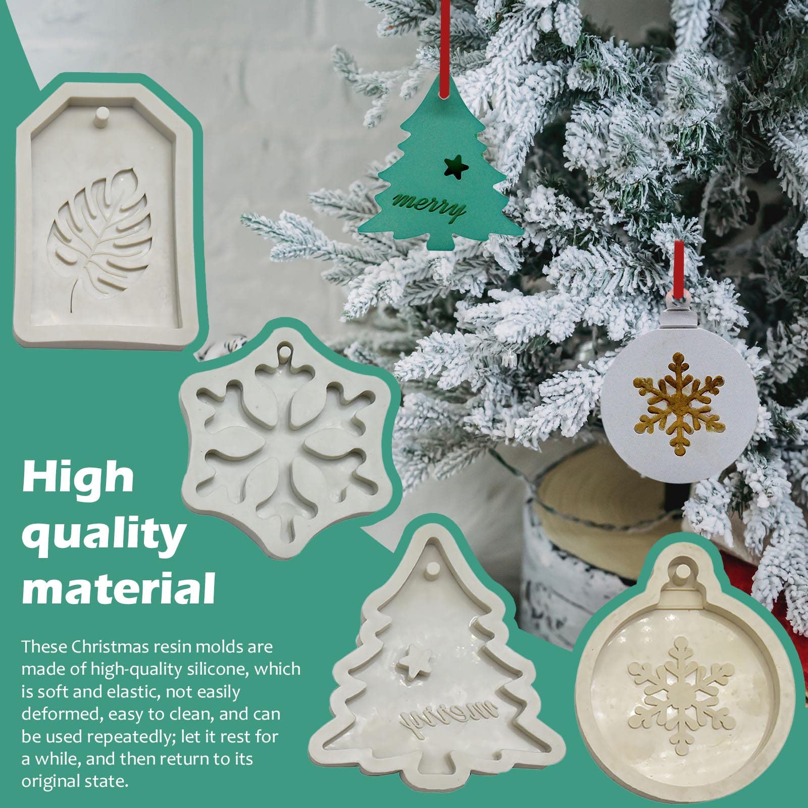Zrayuler Silicone Cake Molds for Resin Casting - Christmas Tree Pendant Epoxy Molds with Hole - DIY Party Decor, Baking Supplies & Holiday Crafts - Perfect for Christmas Decorations, Cake Toppers, and Handmade Jewelry Making