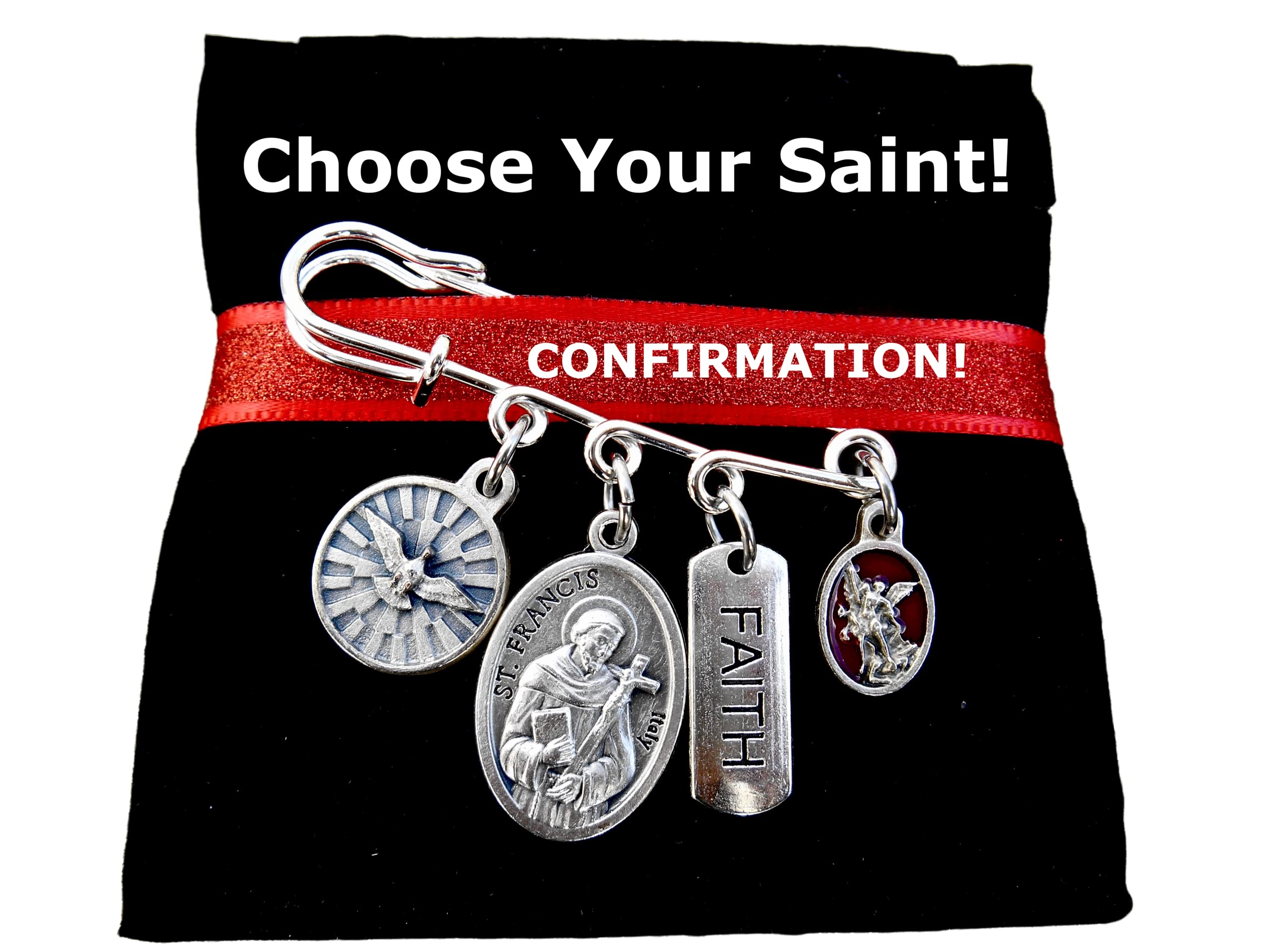 Catholic Confirmation Gift - Personalized Patron Saint Backpack Pin & Laptop Brooch - Best Keepsake for Confirmation Sponsor - Religious Jewelry for Teens - Perfect for Church Events, School & Daily Wear
