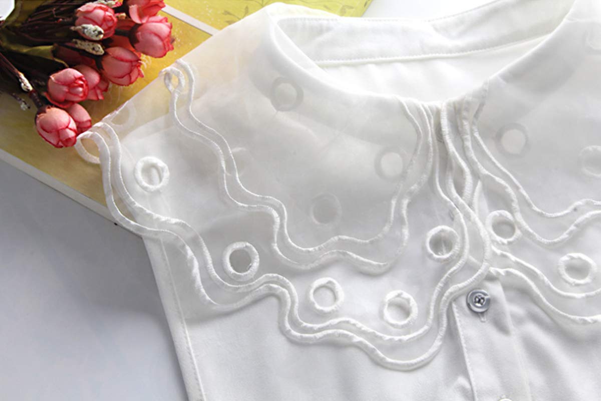Detachable Fake Collar for Women - Embroidered Half Shirt Blouse Dickies Style | Perfect for Office Wear, Cosplay & Fashion Layering
