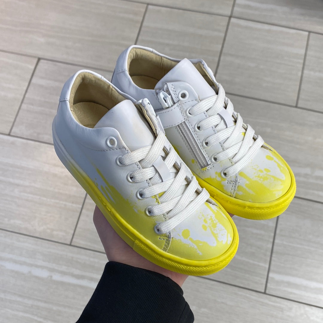 Blublonc Yellow Paint Splatter Sneakers - Trendy Artistic Casual Shoes for Men & Women | Perfect for Streetwear, Urban Fashion & Creative Outfits