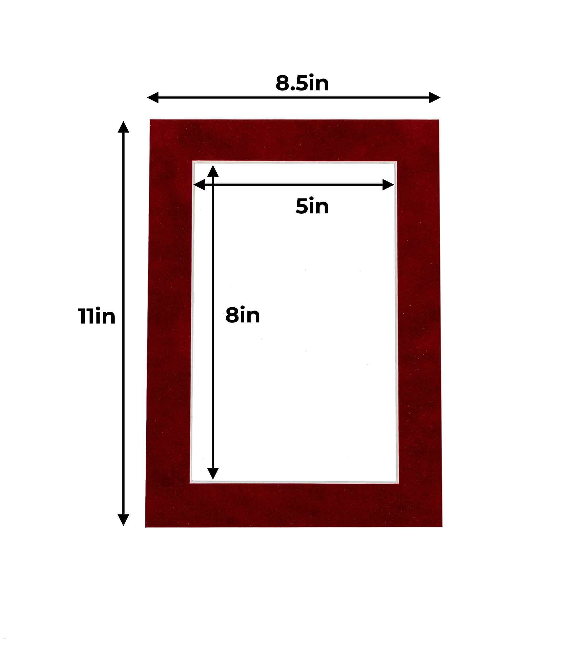 8.5x11 Inch Acid-Free Suede Picture Mat Board - Precut Bright Red Bevel Cut Mats for 5.5x8.5 Inch Photos & Art - Pack of 10 - Perfect for Framing, Scrapbooking, and Home Decor Display
