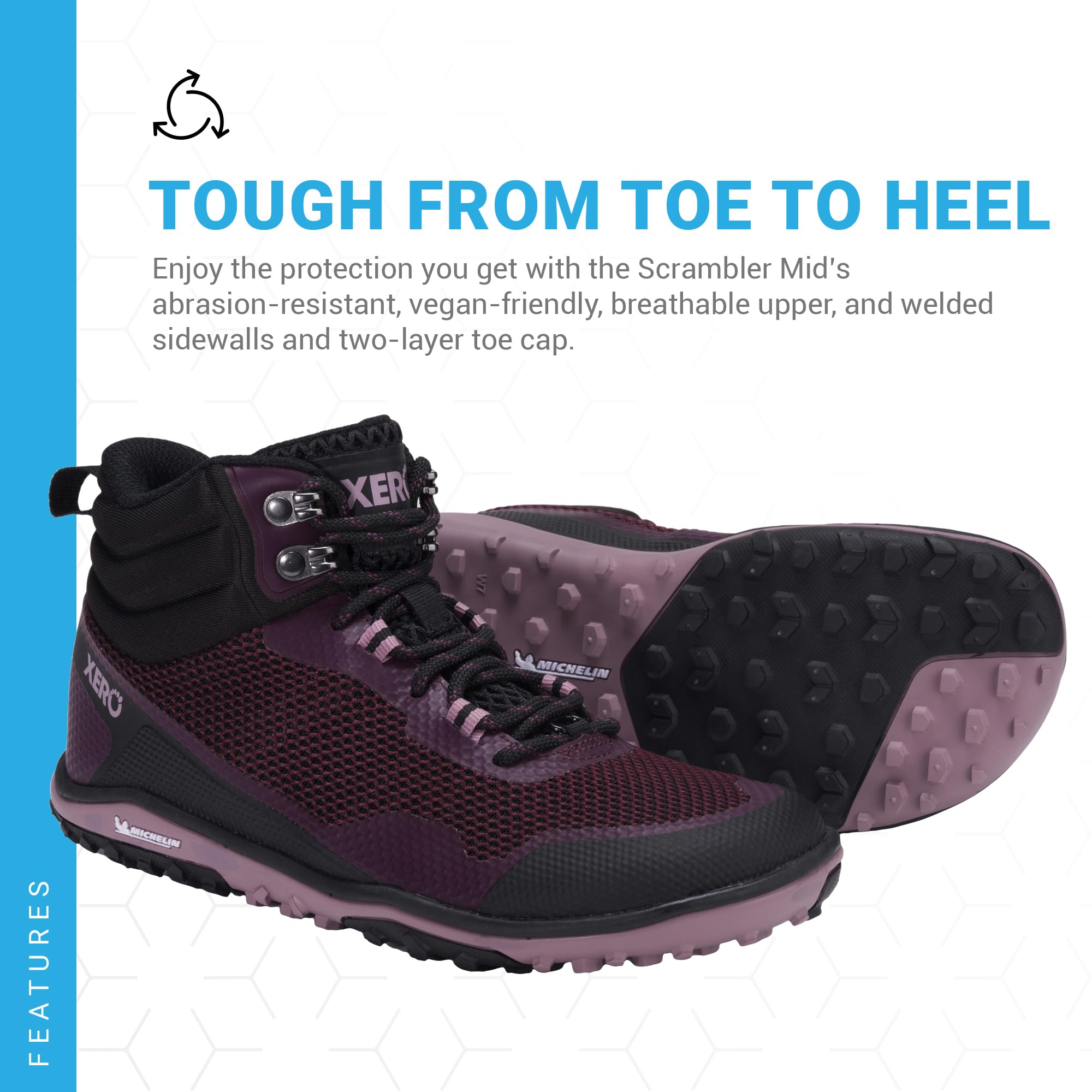 Xero Shoes Scrambler Mid Women's Barefoot Hiking Boots - Zero Drop Trail Shoes with Wide Toe Box | Minimalist Design for Outdoor Adventures, Trail Running & Backpacking
