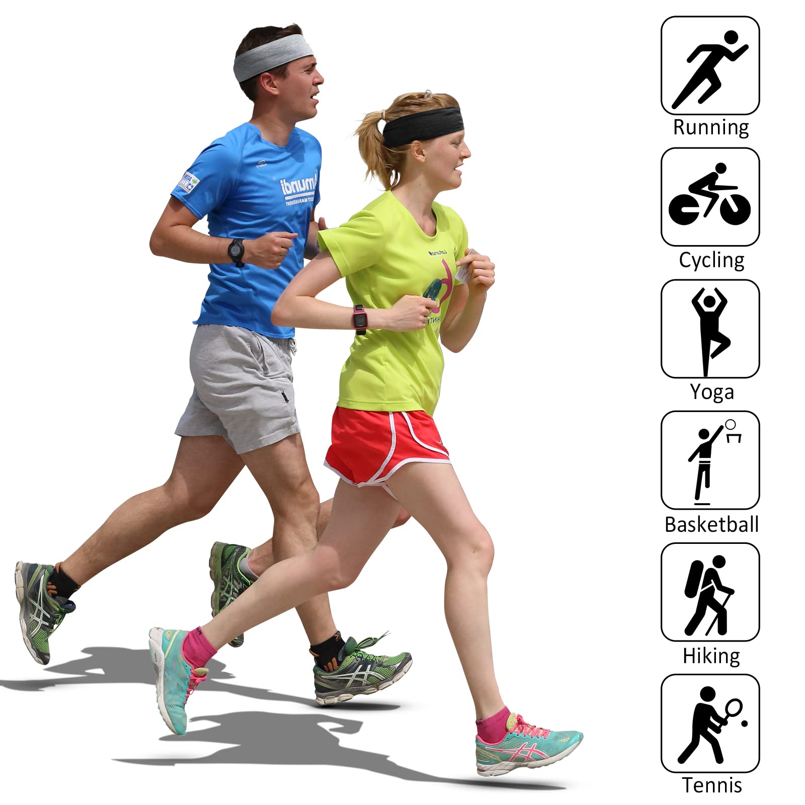Women's Stretchy Non-Slip Headbands for Yoga, Workouts & Everyday Wear - Thick Sweatband Hair Accessories in White & Black | Gym, Running, Sports & Fashion Use