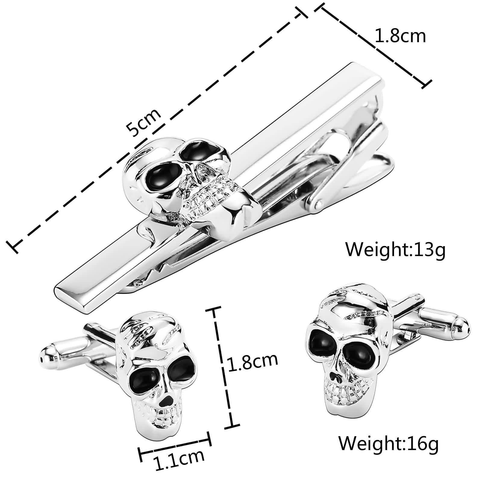 Stylish Silver & Black Stainless Steel Skull Cufflinks Set for Men - Unique Wedding, Formal & Business Jewelry Gift - Perfect for Tuxedos, Suits & Dress Shirts