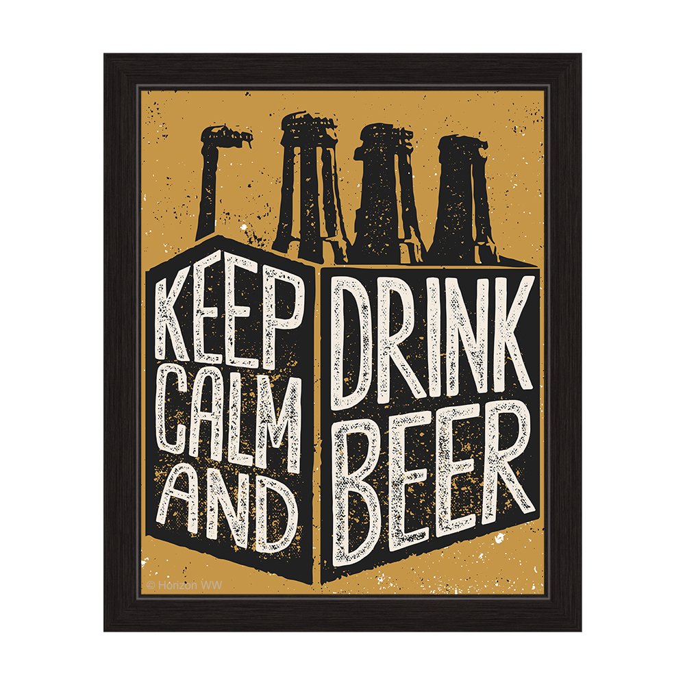 Funny Beer Quote Framed Canvas Art Print - Keep Calm and Drink Beer Six Pack - 20x24 Wall Decor for Man Cave, Bar, Pub & Home Office
