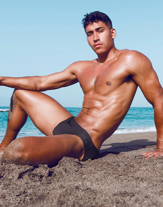 2EROS Core Swim Briefs for Men - Midnight Grey - Comfortable & Stylish Swimwear for Pool, Beach & Water Sports