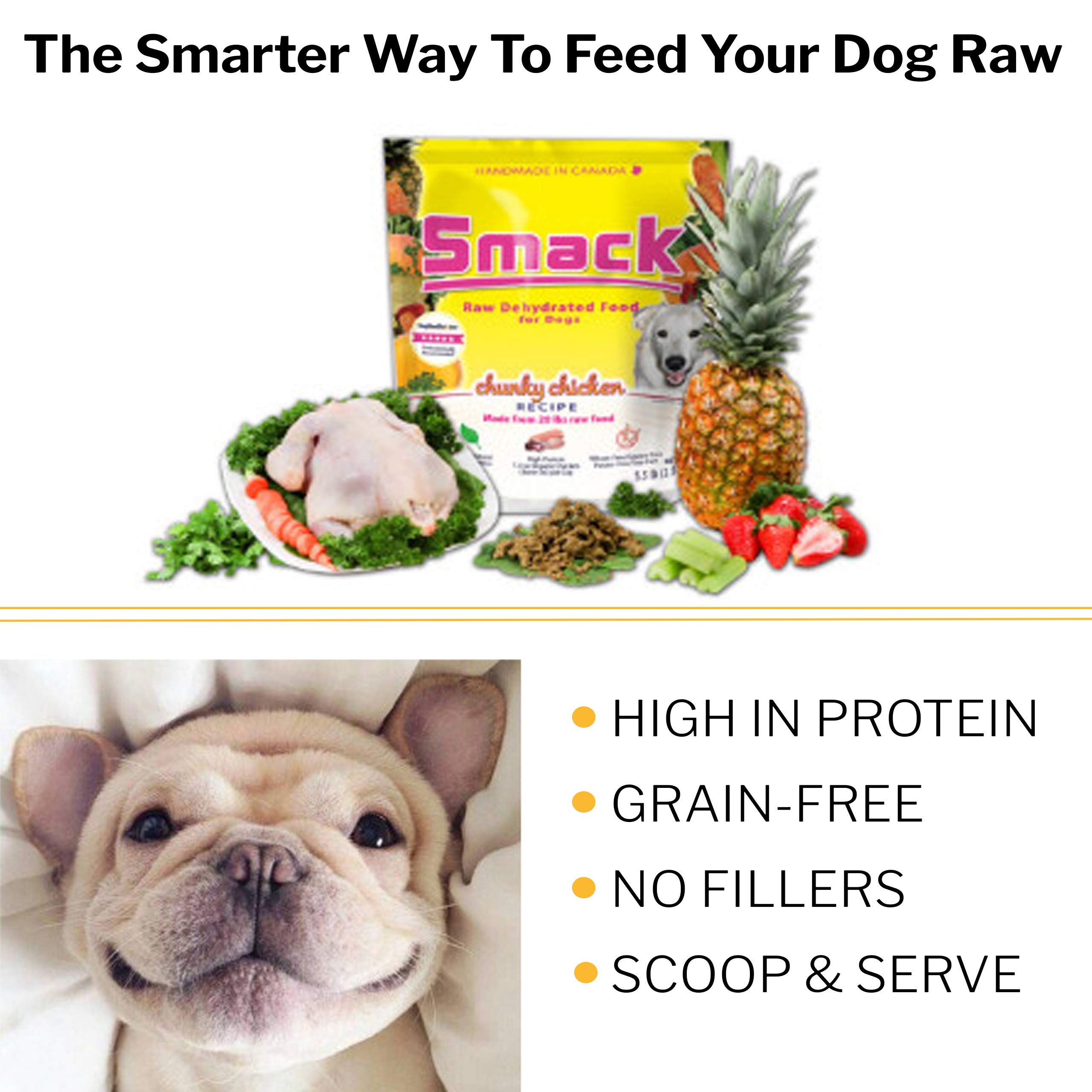 Organic Raw Dehydrated Dog Food - Grain-Free, Gluten-Free, All-Natural Chunky Chicken Recipe (8.8 oz) | Premium Raw Food for Dogs | Perfect for Sensitive Stomachs & Active Pets