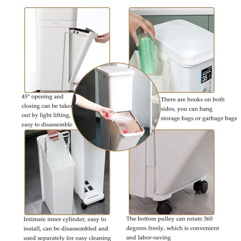 32L Double Compartment Recycling Pedal Bin with Odor-Proof Lid - Kitchen Trash Can for Waste Separation, Ideal for Home, Office & Restaurant Use