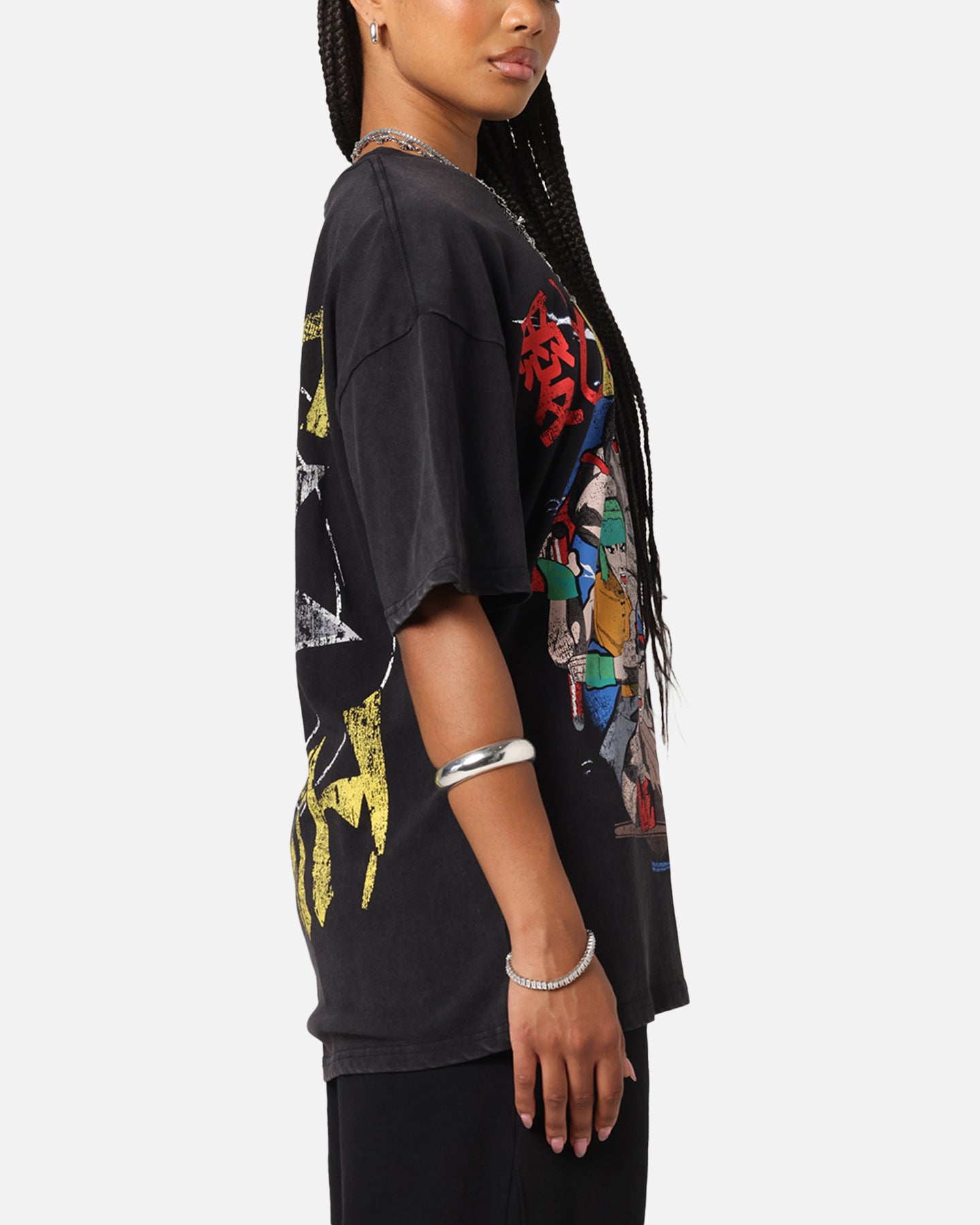 73 Studio X South Park 'Let's Fighting Love' Vintage Black Acid Wash T-Shirt - Perfect for Anime Fans & Casual Streetwear