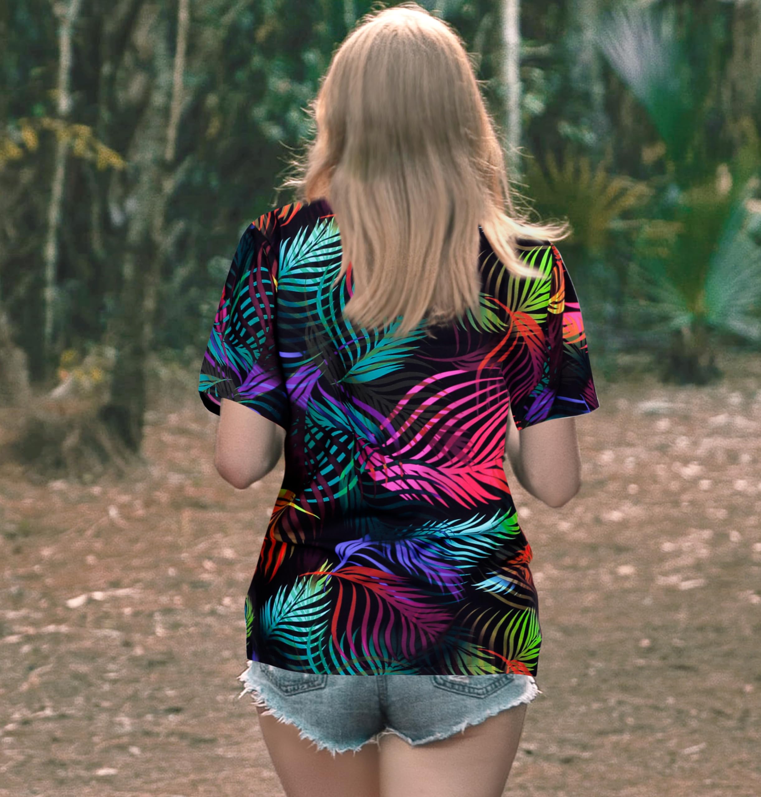 HAPPY BAY Women's Hawaiian Shirt - Floral Short Sleeve Beach Blouse for Summer Vacation, Pool Party & Tropical Getaway