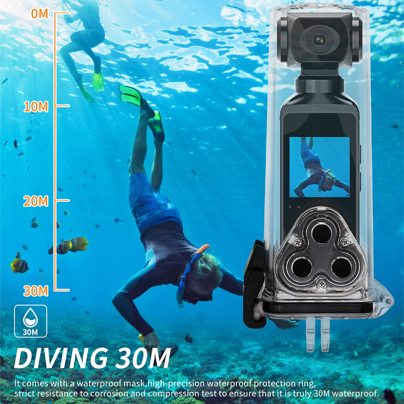 4K HD Pocket Action Camera with 270° Rotatable Lens & Anti-Shaking - Compact Waterproof Video Camera for Outdoor Sports, Riding, Diving, Vlogging & Adventure Shooting
