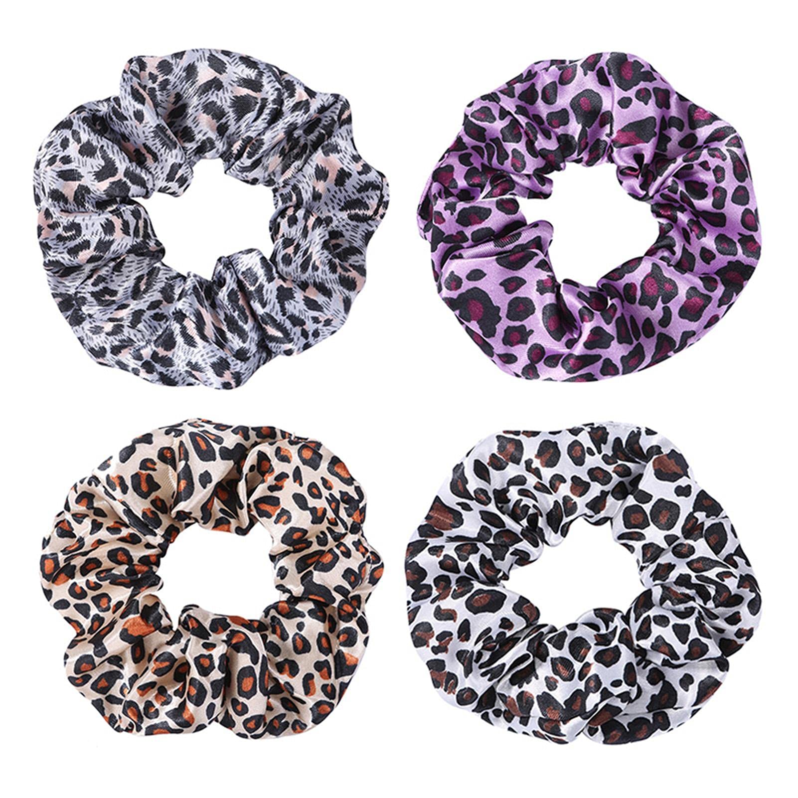 Activane Scrunchies Hair Ties - Soft Elastic Hair Bands for Women & Teens | Leopard Print Ponytail Holders | Perfect for School, Workout & Everyday Use