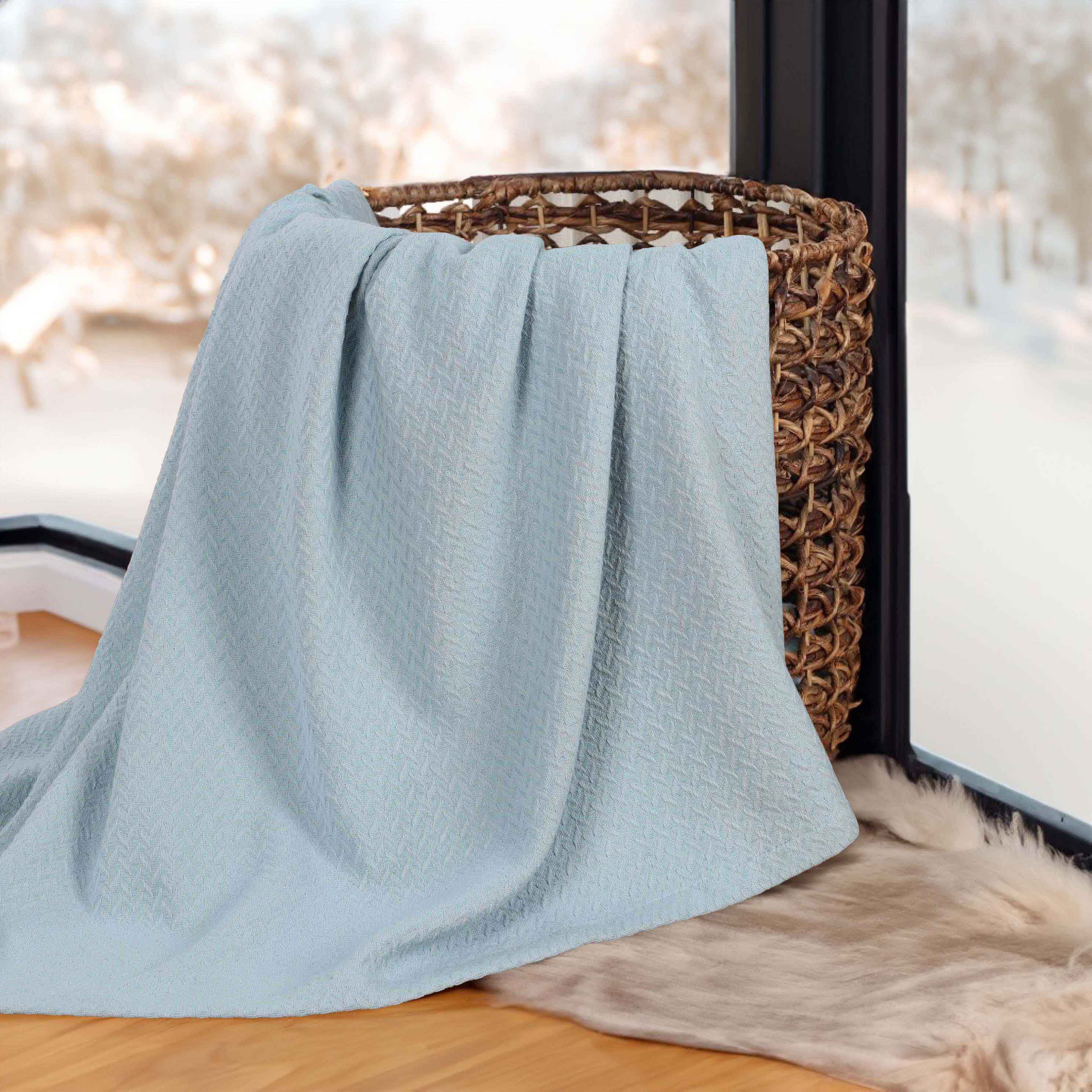 Premium Nobel Cotton Textured Chevron Lightweight Woven Blanket - Soft & Breathable Throw for Sofa, Bed, or Outdoor Picnics - Cozy Home Decor & Travel Companion