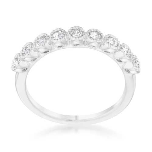 0.27ct Cubic Zirconia Rhodium Plated Delicate Wedding Band Ring - Perfect for Engagement, Anniversary & Everyday Elegant Jewelry Gift