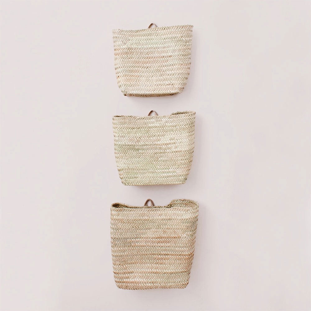 Hanging Wall Basket - Decorative Storage Organizer for Home, Kitchen, Bathroom | Perfect for Plants, Towels & Small Items | Rustic Farmhouse Style Wall Decor