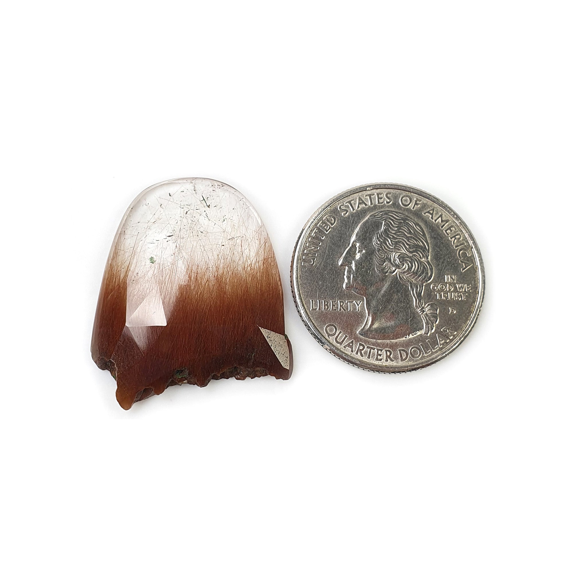 Natural Brown Rutile Quartz Gemstone Rose Cut 23.30cts - Untreated Unheated Uneven Shape 30x25mm for Jewelry Making | Healing Crystal Collection | Video Included