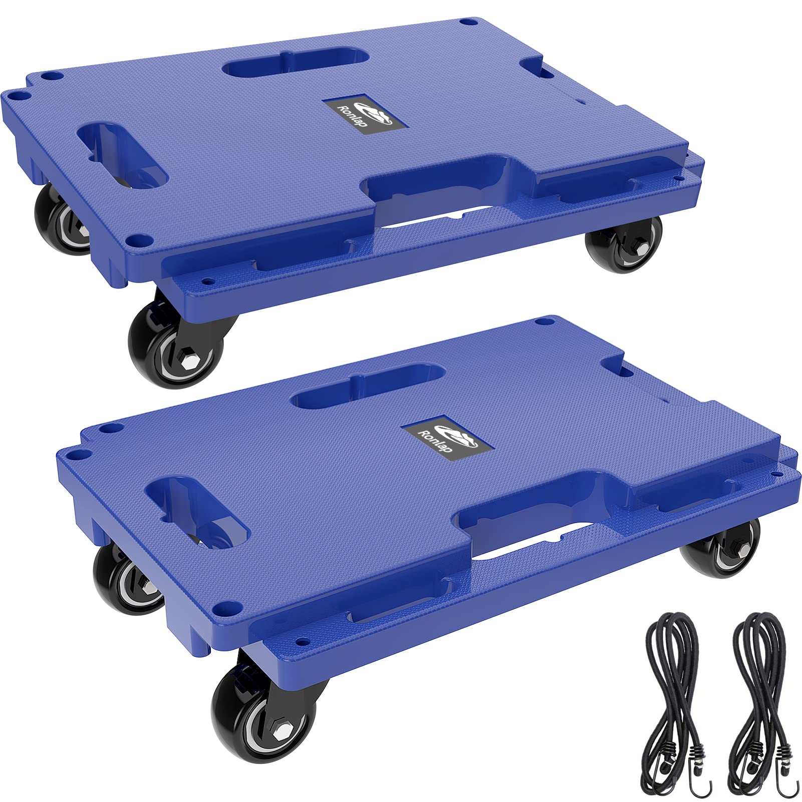 Heavy Duty Furniture Dolly 440Lbs - 2 Pack Moving Carts with Wheels & Ropes for Home/Office Relocation