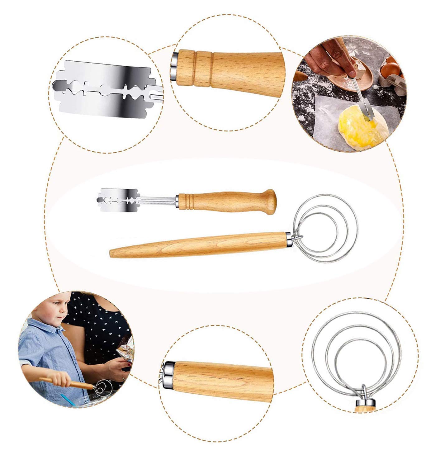 CHUSSTANG Round Bread Proofing Basket - Natural Rattan Banneton Brotform for Sourdough Baking | Includes Cloth Liner, Bread Bag, Lame, Dough Scraper & Decor Stencils | Perfect for Artisan Bread Making, Home Baking & Professional Bakeries