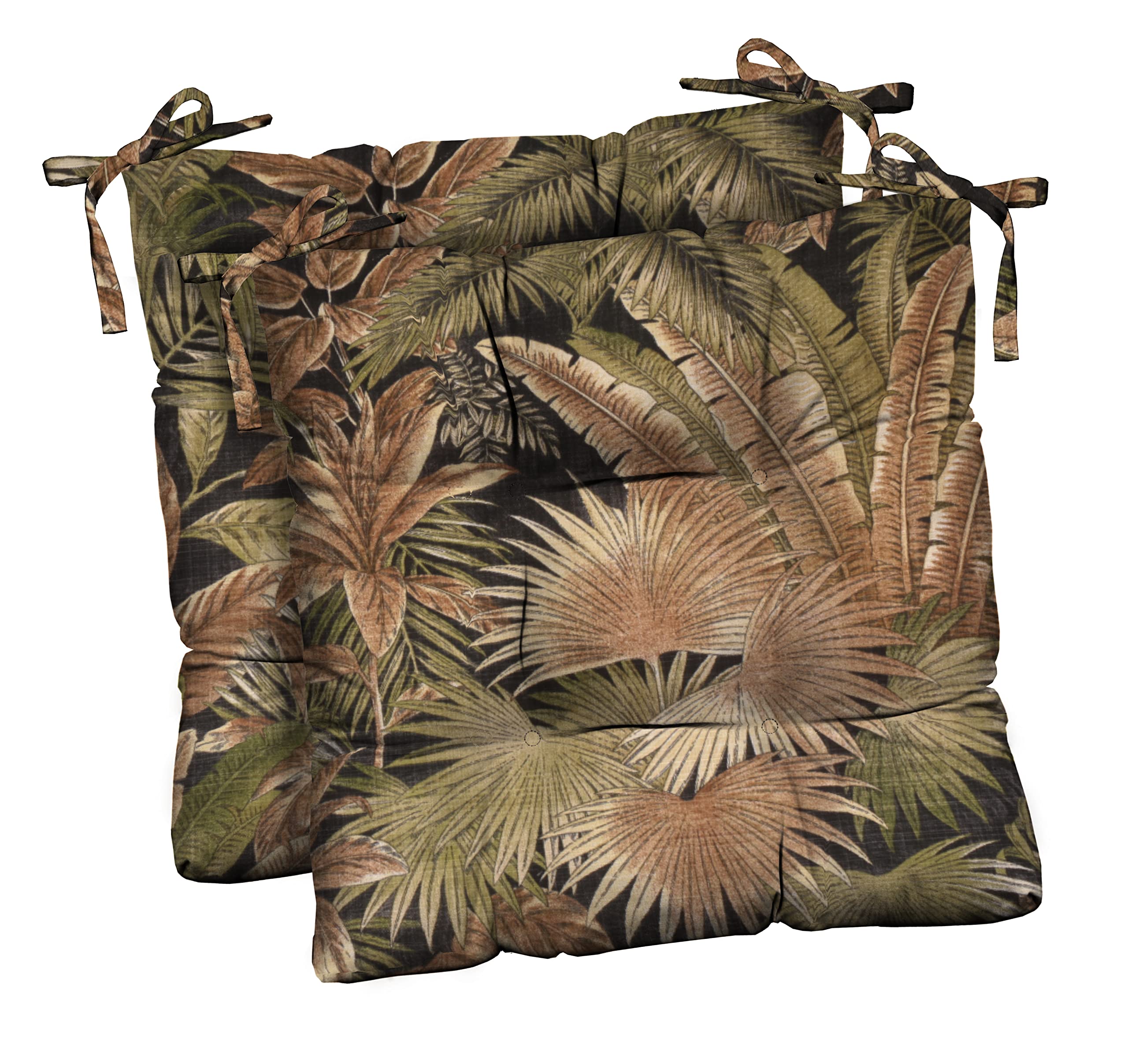 RSH DECOR: 2-Pack Outdoor Tufted Seat Cushions 19x19 Inch - All-Weather Spun Fabric Square Patio Furniture Cushions - Bahamian Breeze Coal - Perfect for Garden, Poolside & Deck Chairs