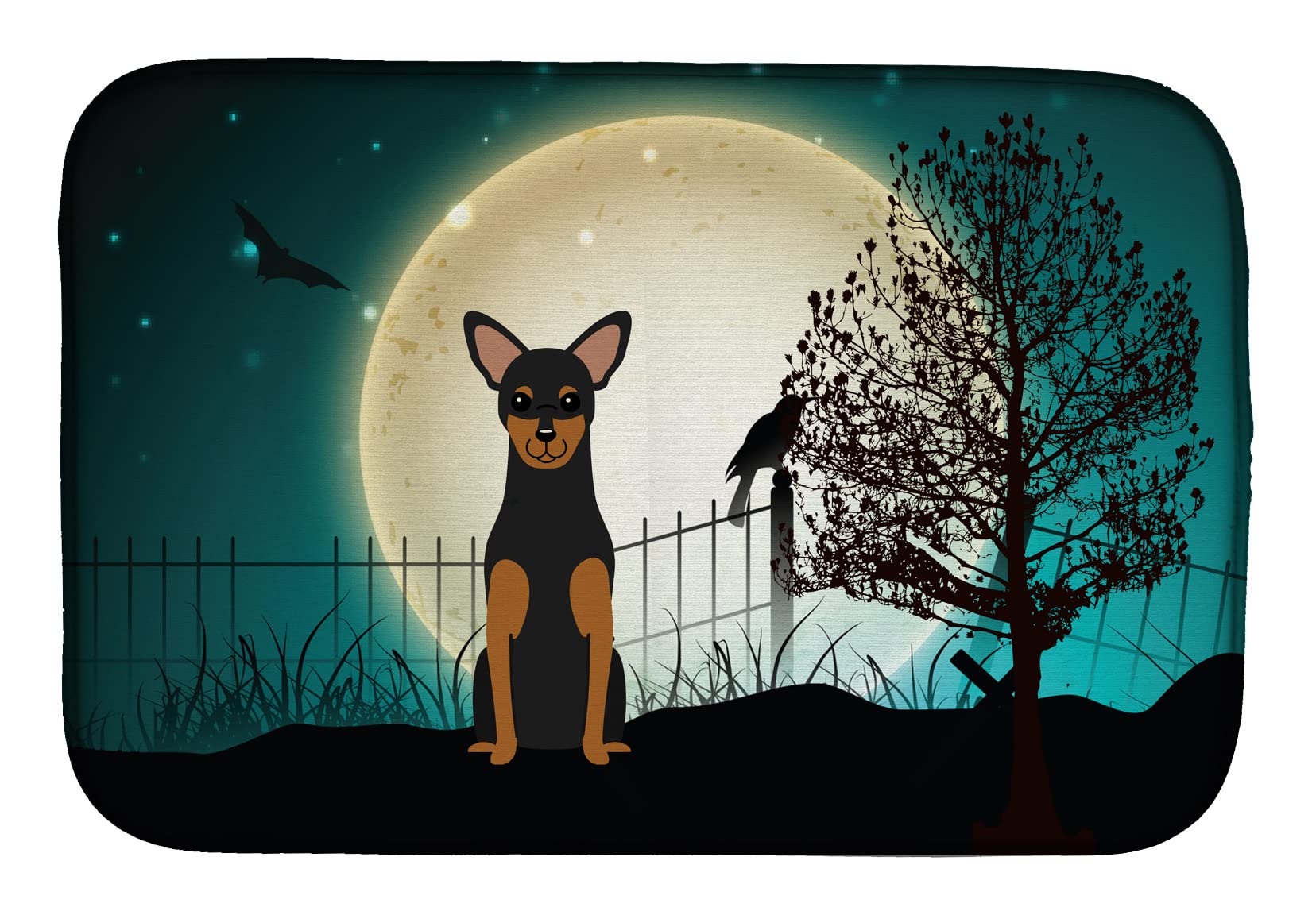 Halloween Scary Manchester Terrier Dish Drying Mat - Absorbent Kitchen Counter Mat for Dishes, 14 x 21 Inch Multicolor - Perfect for Halloween Decor & Kitchen Countertop Drainage