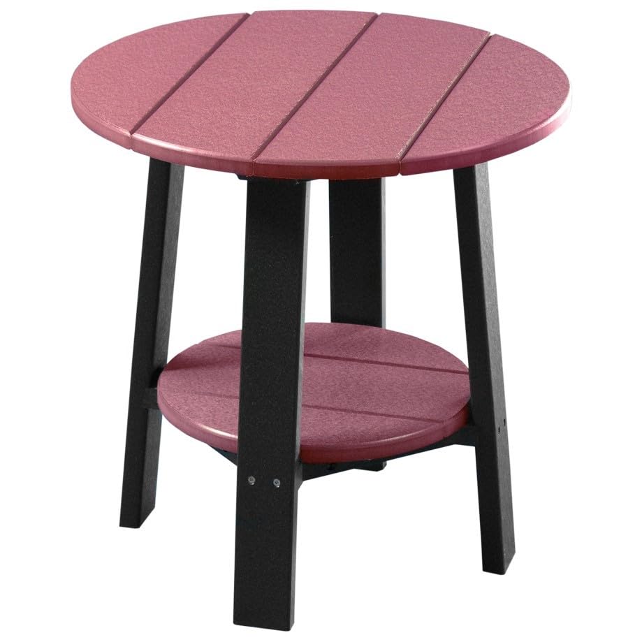 Premium Poly Lumber Deluxe End Table - Cherrywood & Black Finish - Outdoor Patio Furniture - Perfect for Garden, Deck, and Poolside Use