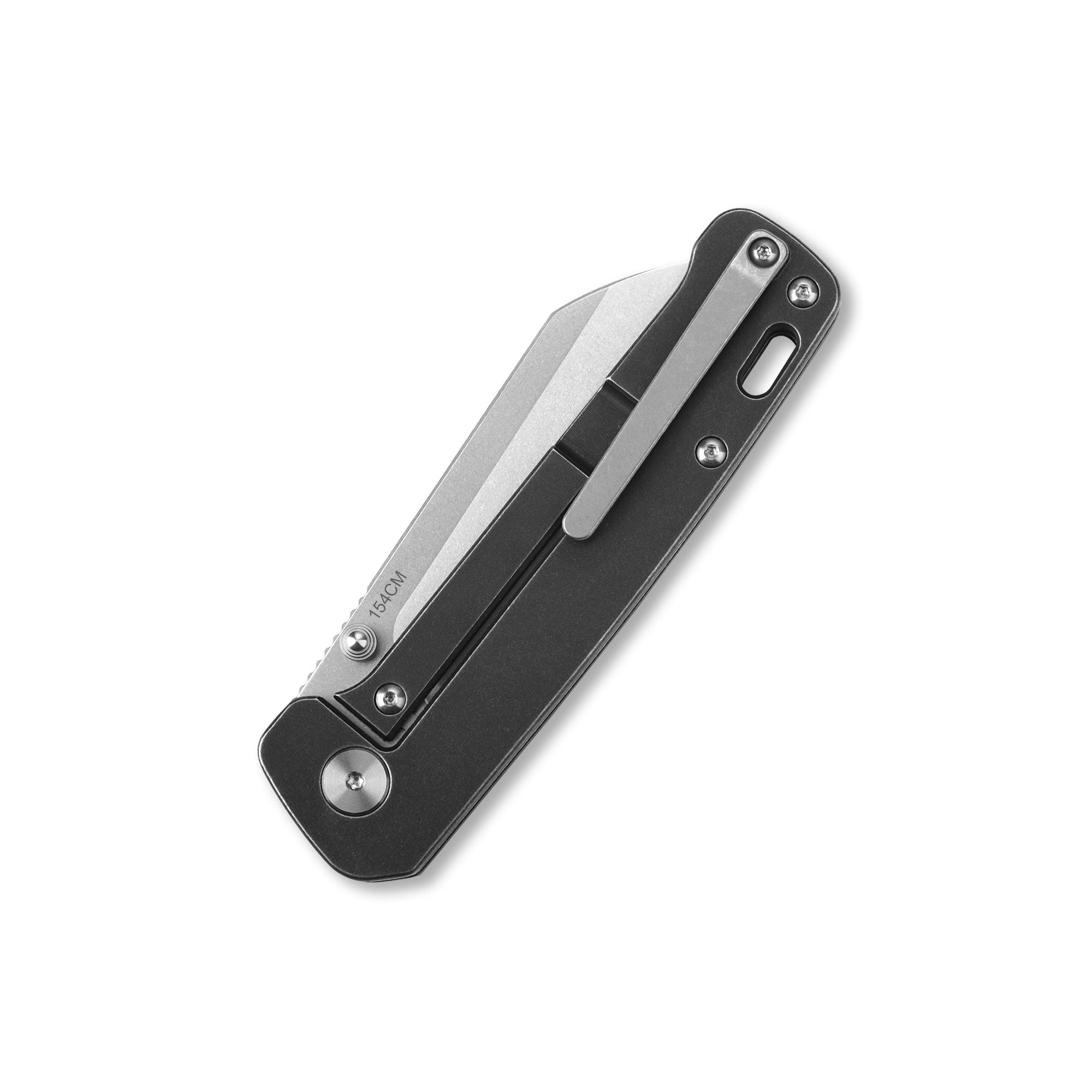 QSP Penguin Frame Lock Pocket Knife - 154CM Stainless Steel Blade, Black Stonewashed Titanium Handle - EDC, Outdoor, Camping & Everyday Carry Knife