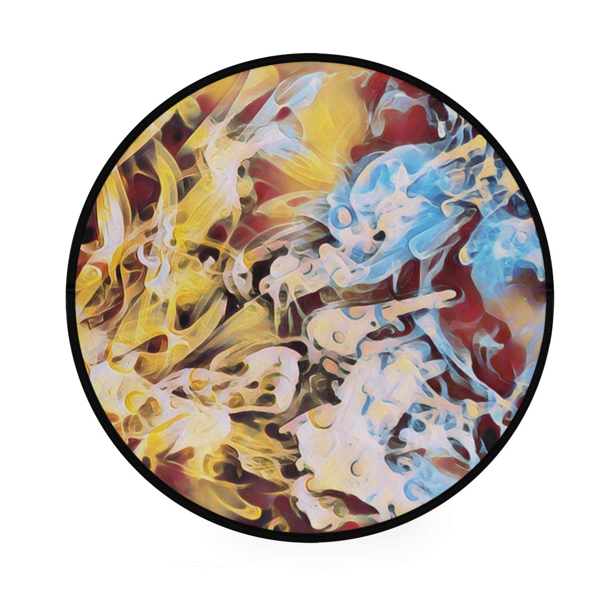 Abstract Mystical Round Non-Slip Area Rug - 3 Feet Soft Carpet for Living Room, Bedroom, Bathroom Floor Mat - Boho Home Decor for Cozy Spaces & Meditation Rooms