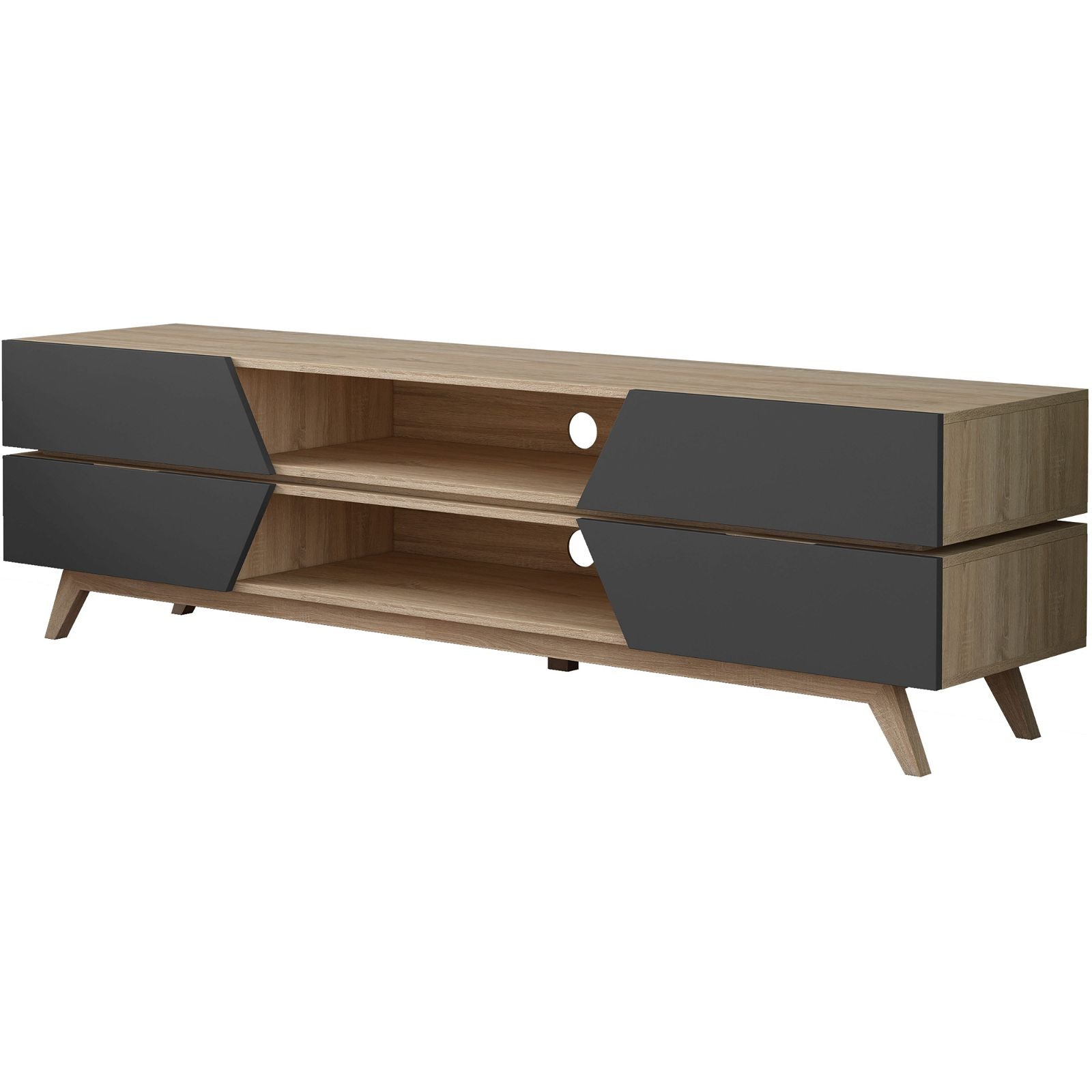 NORDIC 1800 Entertainment Unit - Modern Grey TV Stand with Storage by Criterion - Perfect for Living Room, Home Theater & Media Center Organization