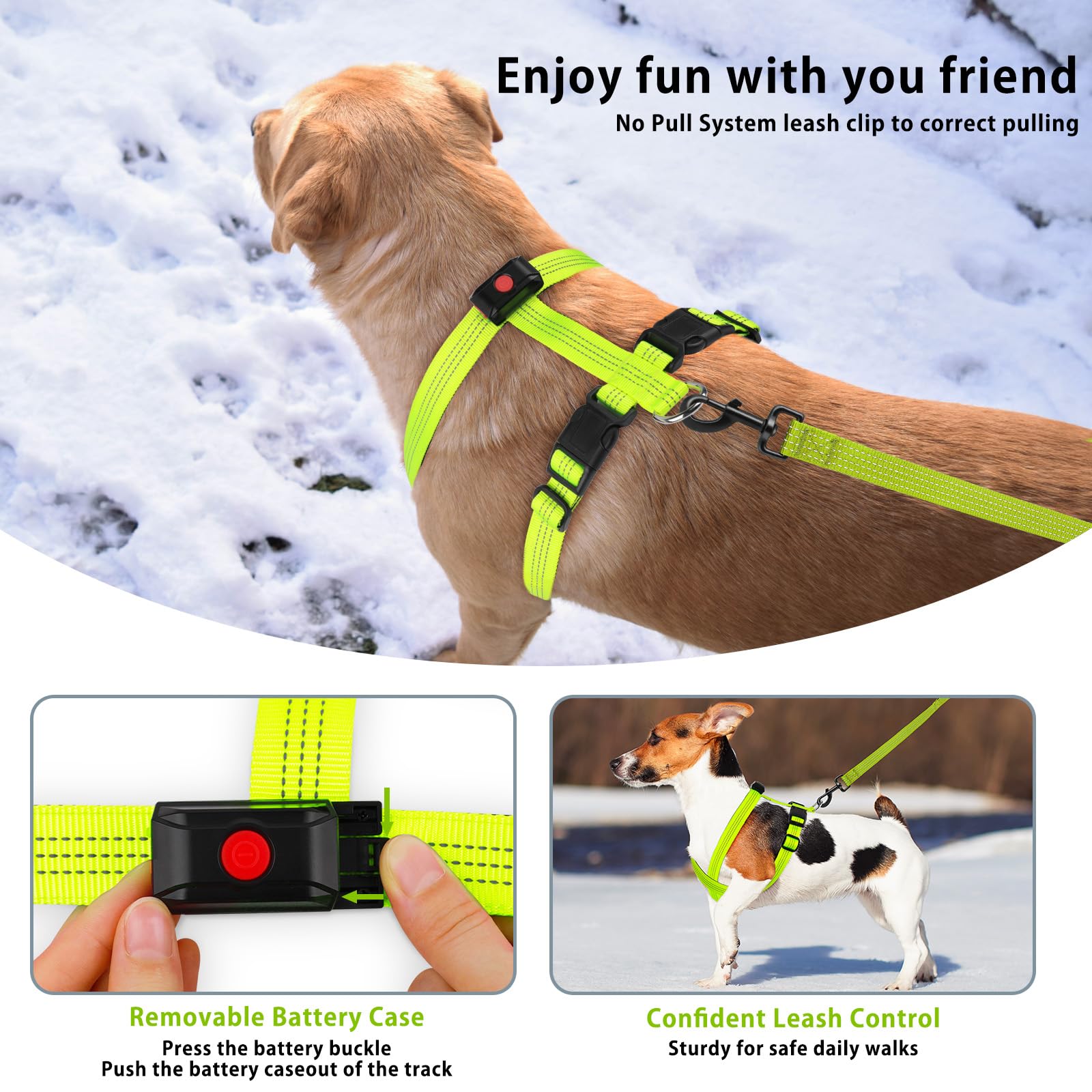 Rechargeable LED Dog Harness with Reflective Strips - Adjustable Glowing Dog Vest for Small Medium Large Dogs - Perfect for Night Walking, Jogging & Outdoor Safety